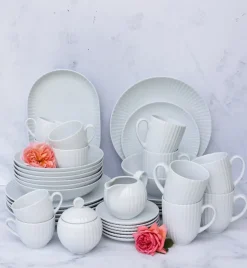 LUBIANA DAISY Serwis obiadowo - kawowy 6 osób / 40 elementów | biała porcelana