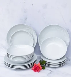 LUBIANA DAISY Serwis obiadowy 6 osób / 24 elementy | biała porcelana