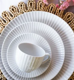 LUBIANA DAISY Serwis obiadowo - kawowy 18 osób / 130 elementów | biała porcelana