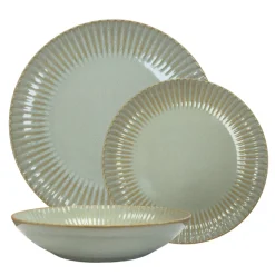 LUBIANA DAISY STONEWARE EUKALIPTUS | Serwis obiadowy 18 elementów dla 6 osób | kolor zielony