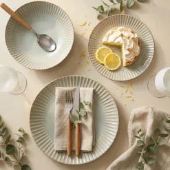 LUBIANA DAISY STONEWARE EUKALIPTUS | Serwis obiadowy 36 elementów dla 12 osób | kolor zielony