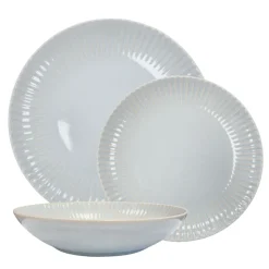 LUBIANA DAISY STONEWARE PERŁOWY | Serwis obiadowy 18 elementów dla 6 osób | kolor błękitny