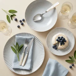 LUBIANA DAISY STONEWARE PERŁOWY | Serwis obiadowy 54 elementów dla 18 osób | kolor błękitny