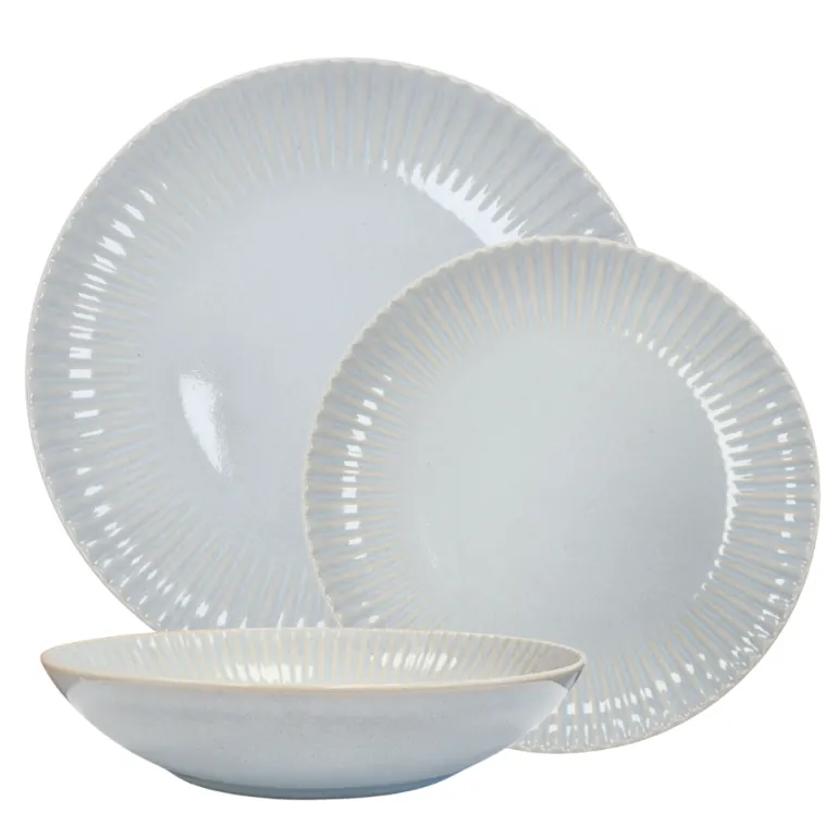 LUBIANA DAISY STONEWARE PERŁOWY | Serwis obiadowy 36 elementów dla 12 osób | kolor błękitny