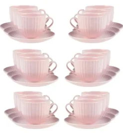 LUBIANA DAISY SUNSET K7 Komplet 18x filiżanka 200 ml + spodek 14,5 cm / różowy