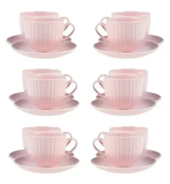 LUBIANA DAISY SUNSET K7 Komplet 12x filiżanka 200 ml + spodek 14,5 cm / różowy