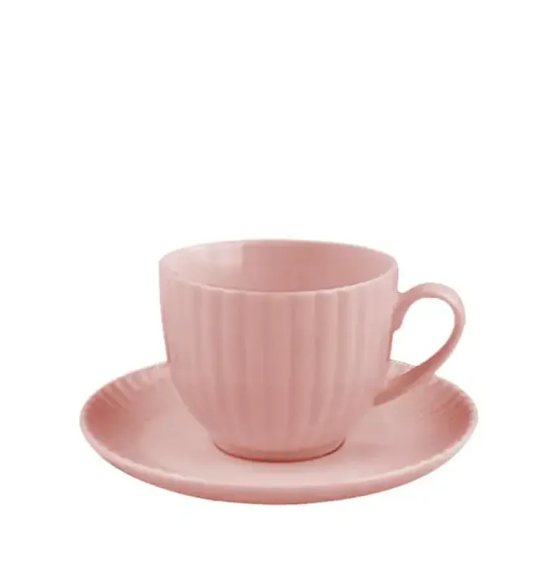 LUBIANA DAISY SUNSET K7 Komplet 12x filiżanka 200 ml + spodek 14,5 cm / różowy
