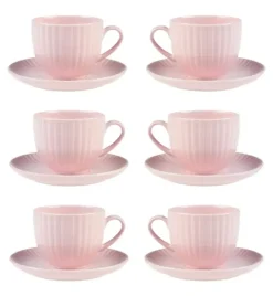 LUBIANA DAISY SUNSET K7 Komplet 6x filiżanka 200 ml + spodek 14,5 cm / różowy