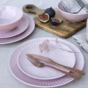 LUBIANA DAISY SUNSET K7 Serwis obiadowo - kawowy 6 osób / 42 elementy / różowy