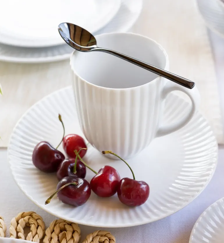 LUBIANA DAISY Talerz deserowy płytki 20,5 cm | biała porcelana | luz