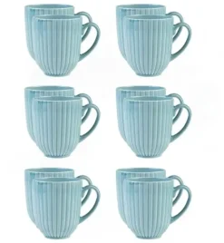 LUBIANA DAISY WATERFALL K6 Komplet 12 kubków 350 ml / turkusowy