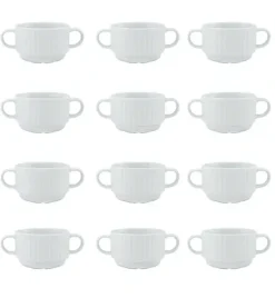 LUBIANA DAISY 12x Bulionówka 300 ml | 12 el dla 12 os | biała porcelana