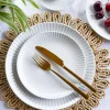 LUBIANA DAISY 18x Talerz obiadowy płytki 24 cm | 18 el dla 18 os | biała porcelana