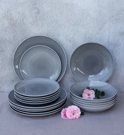 LUBIANA ETO MODERN K1 OPK Serwis obiadowy szary 36 el / 12 osób / porcelana ręcznie malowana