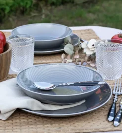 LUBIANA ETO MODERN K1 OPK Serwis obiadowy szary 36 el / 12 osób / porcelana ręcznie malowana