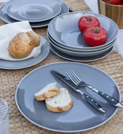 LUBIANA ETO MODERN K1 OPK Serwis obiadowy szary 72 el / 24 osób / porcelana ręcznie malowana