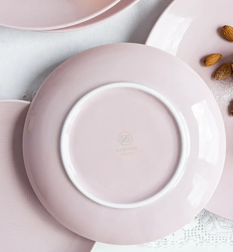 LUBIANA ETO MODERN K7 OPK Serwis obiadowy 54 el / 18 osób / różowy / porcelana ręcznie malowana