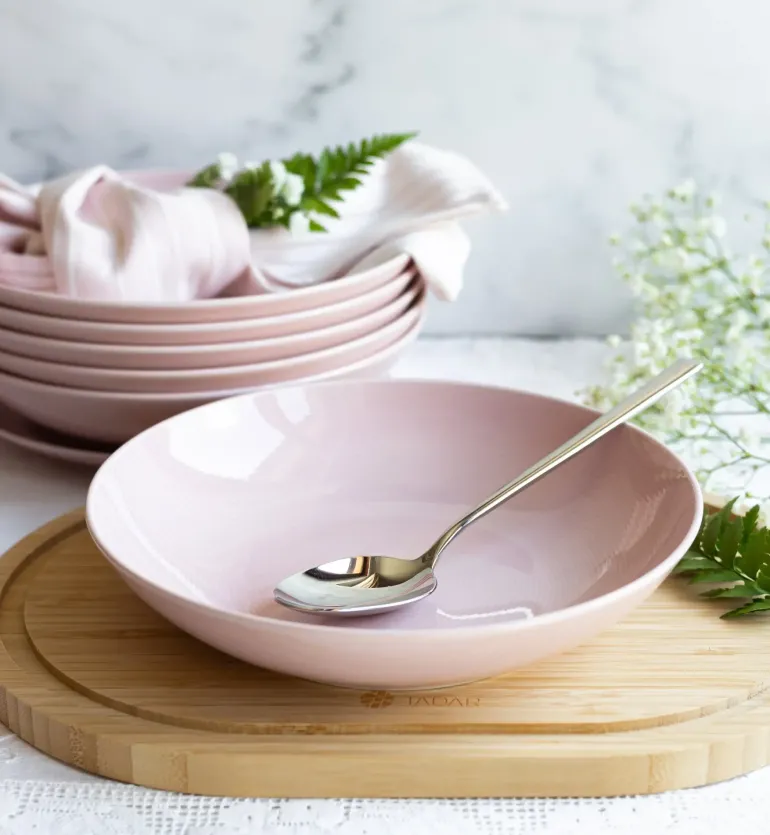 LUBIANA ETO MODERN K7 OPK Serwis obiadowy 18 el / 6 osób / różowy / porcelana ręcznie malowana