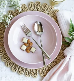 LUBIANA ETO MODERN K7 OPK Serwis obiadowy 18 el / 6 osób / różowy / porcelana ręcznie malowana