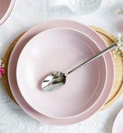 LUBIANA ETO MODERN K7 OPK Serwis obiadowy 18 el / 6 osób / różowy / porcelana ręcznie malowana
