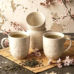 LUBIANA HANAMI KE KREMOWY Kubek 350 ml x 12 sztuk / zdobiona porcelana luz
