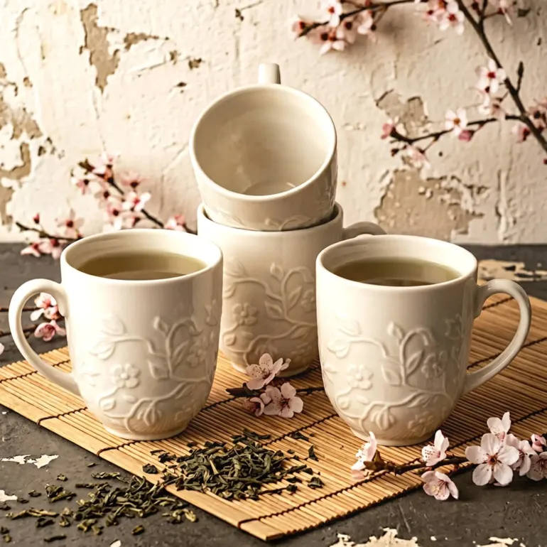 LUBIANA HANAMI KE KREMOWY Kubek 350 ml x 12 sztuk / zdobiona porcelana luz