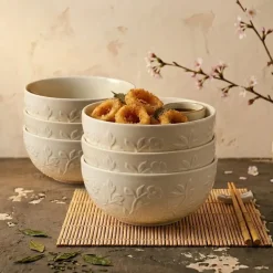 LUBIANA HANAMI KE KREMOWY Miska 16 cm x 6 sztuk / zdobiona porcelana luz