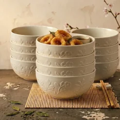 LUBIANA HANAMI KE KREMOWY Miska 16 cm x 12 sztuk / zdobiona porcelana luz