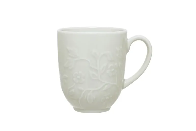 LUBIANA HANAMI KE KREMOWY Serwis obiadowy z kubkiem 48 el 12 os / zdobiona porcelana luz