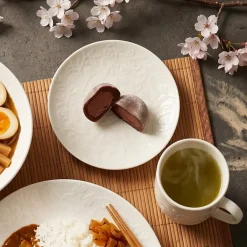 LUBIANA HANAMI KE KREMOWY Serwis obiadowy z kubkiem 48 el 12 os / zdobiona porcelana luz
