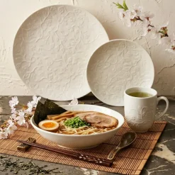 LUBIANA HANAMI KE KREMOWY Serwis obiadowy z kubkiem 96 el 24 os / zdobiona porcelana luz