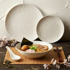 LUBIANA HANAMI KE KREMOWY Serwis obiadowy 54 el 18 os / zdobiona porcelana luz