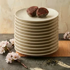 LUBIANA HANAMI KE KREMOWY Talerz deserowy 20,5 cm x 12 sztuk / zdobiona porcelana luz