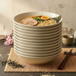 LUBIANA HANAMI KE KREMOWY Talerz głęboki 21,5 cm x 12 sztuk / zdobiona porcelana luz