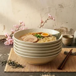 LUBIANA HANAMI KE KREMOWY Talerz głęboki 21,5 cm x 6 sztuk / zdobiona porcelana luz
