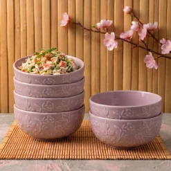 LUBIANA HANAMI KR LAWENDA Miska 16 cm x 6 sztuk / zdobiona porcelana luz