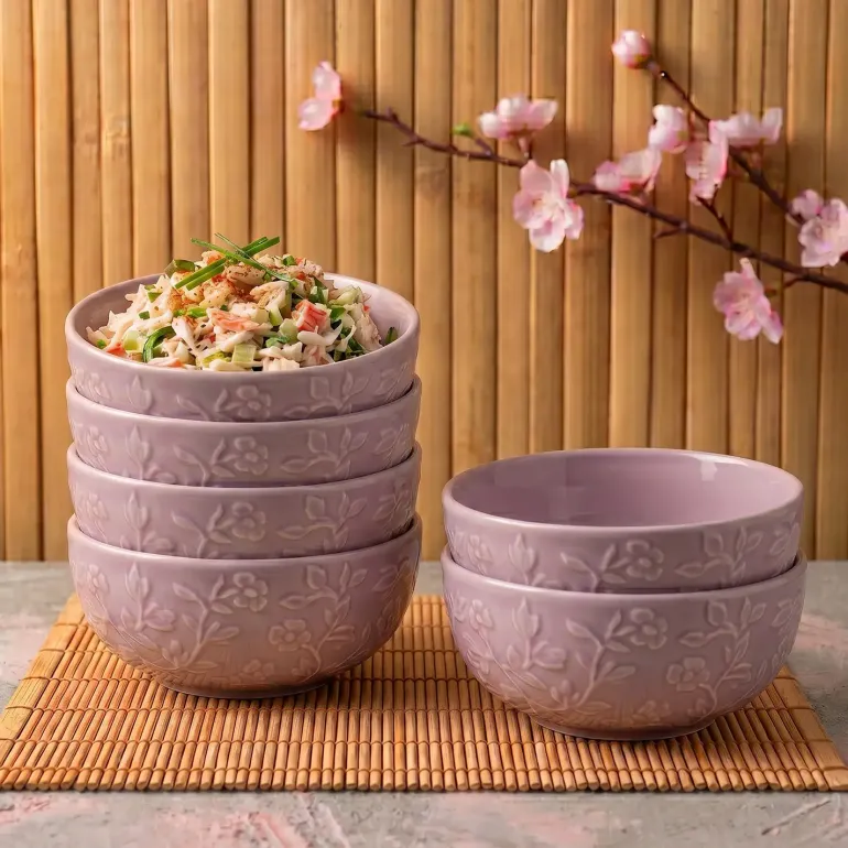 LUBIANA HANAMI KR LAWENDA Miska 16 cm x 6 sztuk / zdobiona porcelana luz