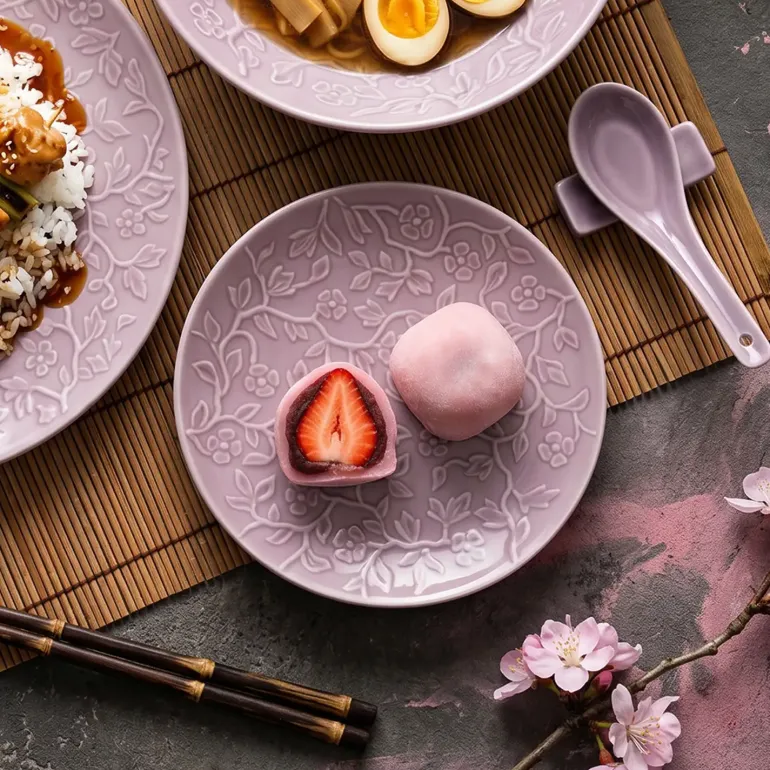 LUBIANA HANAMI KR LAWENDA Serwis obiadowy 72 el 24 os / zdobiona porcelana luz