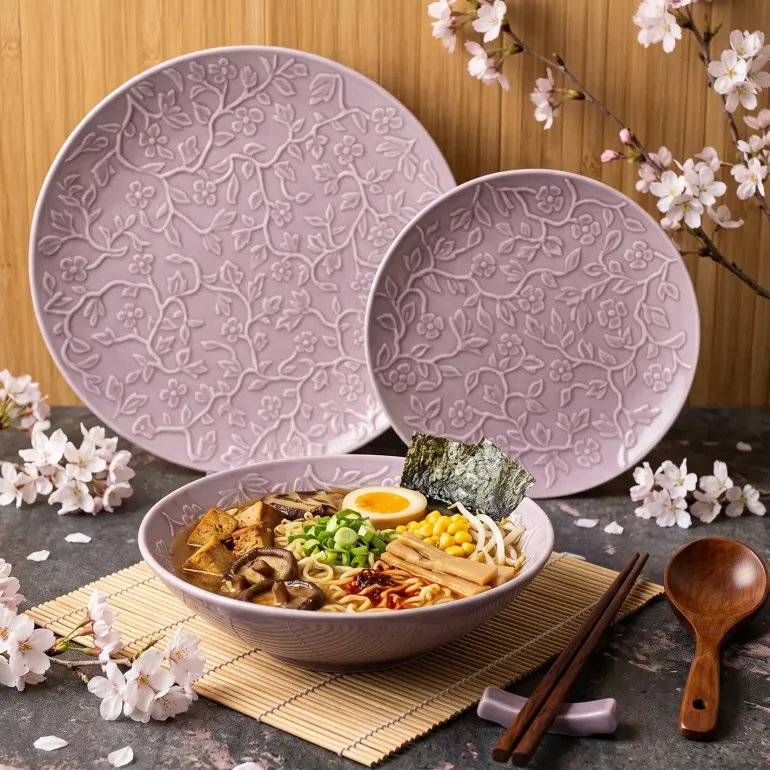LUBIANA HANAMI KR LAWENDA Serwis obiadowy 54 el 18 os / zdobiona porcelana luz