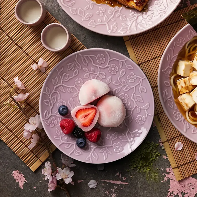 LUBIANA HANAMI KR LAWENDA Talerz deserowy 20,5 cm x 12 sztuk / zdobiona porcelana luz