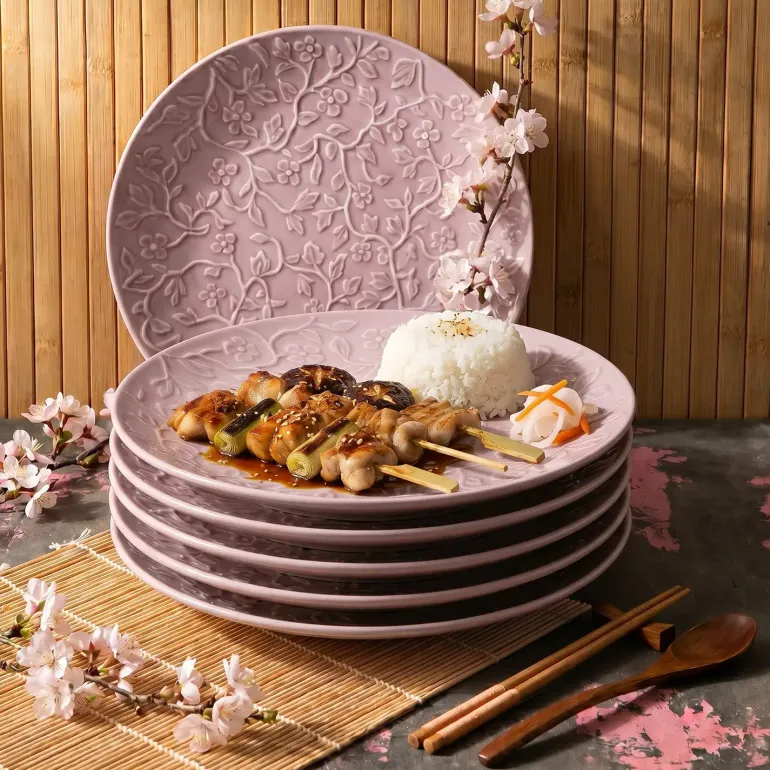 LUBIANA HANAMI KR LAWENDA Talerz obiadowy 27 cm x 6 sztuk / zdobiona porcelana luz