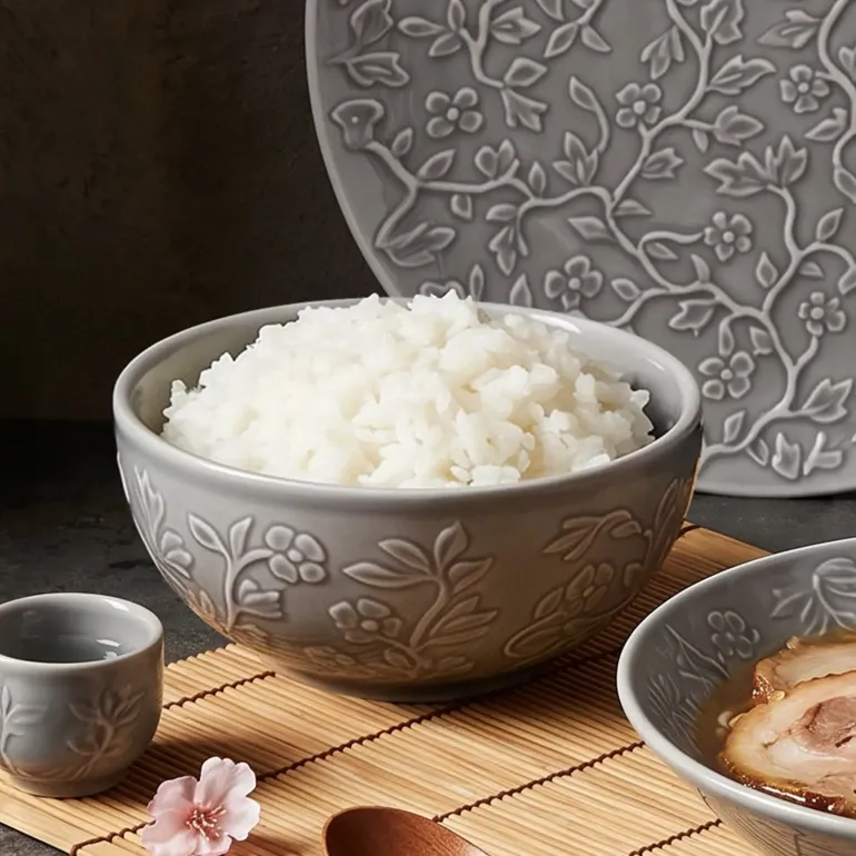 LUBIANA HANAMI K1 SZARY Miska 16 cm / zdobiona porcelana luz