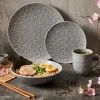 LUBIANA HANAMI K1 SZARY Serwis obiadowy 96 el 24 osób kwiatowy relief