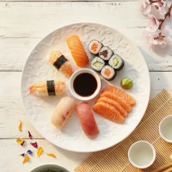 LUBIANA HANAMI Serwis obiadowy 30 el / 6 osób z kubkami i salaterkami | biała porcelana