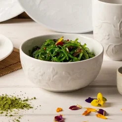 LUBIANA HANAMI Serwis obiadowy 60 el / 12 osób z kubkami i salaterkami | biała porcelana