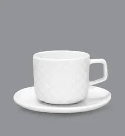 LUBIANA MARRAKESZ Filiżanka 250 ml + spodek 15 cm / 2 el / biały / porcelana