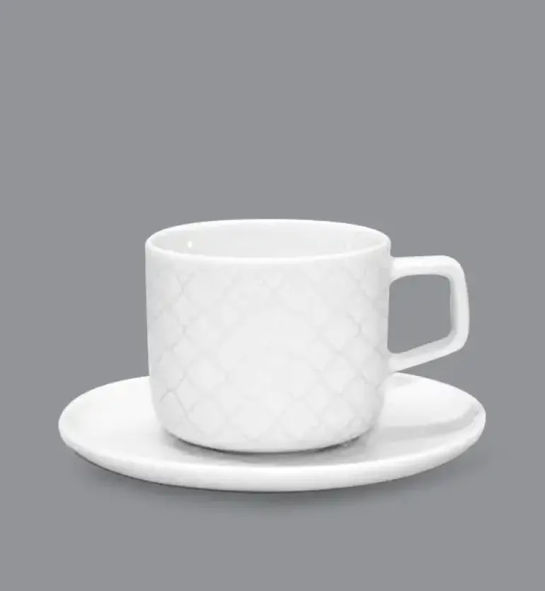LUBIANA MARRAKESZ Filiżanka 250 ml + spodek 15 cm / 2 el / biały / porcelana