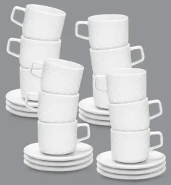 LUBIANA MARRAKESZ 12 x Filiżanka 250 ml + spodek 15 cm / 24 el / biały / porcelana