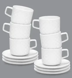 LUBIANA MARRAKESZ 6 x Filiżanka 250 ml + spodek 15 cm / 12 el / biały