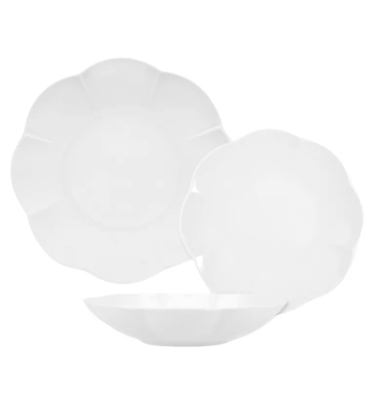 LUBIANA NAOMI Serwis obiadowy 6 osób / 18 elementów | biała porcelana